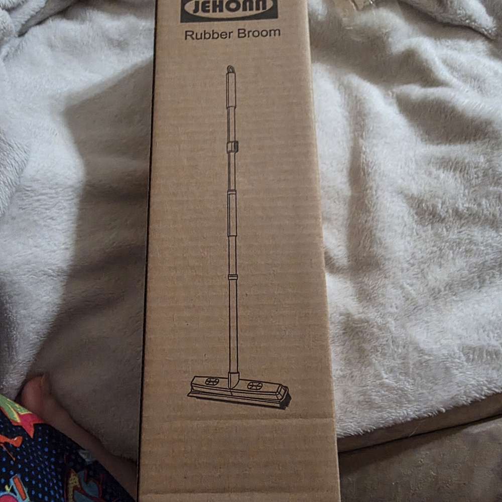 Red Rubber Broom with Squeegee (Great For Pet Hair)